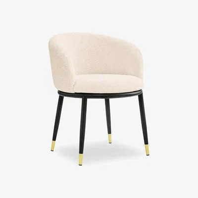 Cult Furniture £20  Off  Theo Carver Dining Chair, Ivory White Boucle