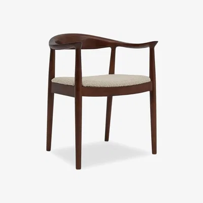 Cult Furniture Luma Carver Dining Chair, Speckled Stone Sustainable Boucle & Walnut