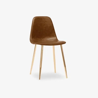 Cult Furniture Rayner Dining Chair, Tan Leg Colour: Brass