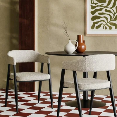 Cult Furniture £20  Off  Presley Carver Dining Chair, Speckled Stone Sustainable Boucle