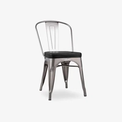 Cult Furniture Xavier Pauchard Tolix Style Metal Dining Chair, Gunmetal & Black