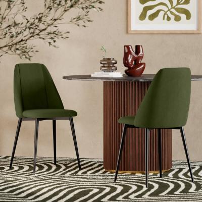 Cult Furniture £20  Off  Marco Dining Chair, Olive Green Sustainable Velvet