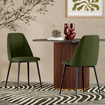 Cult Furniture £20  Off  Marco Dining Chair, Olive Green Sustainable Velvet