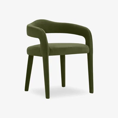 Cult Furniture Ophelia Carver Dining Chair, Olive Green Sustainable Velvet