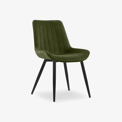 Cult Furniture £20 Off Taylor Dining Chair, Olive Green Sustainable Velvet & Black