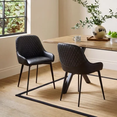 Dunelm Hudson Set of 2 Dining Chairs, Faux Leather