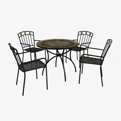 Dunelm Virginia 91cm Patio Table Set with 4 Mayfield Chairs