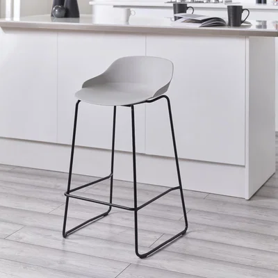 Dunelm Rocco Set Of 2 Bar Stools, Metal Light Grey