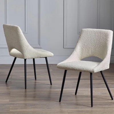 Dunelm Iris Set Of 2 Dining Chairs, Boucle Off-White