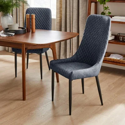 Dunelm Montreal Set of 2 High Back Dining Chairs, Faux Leather