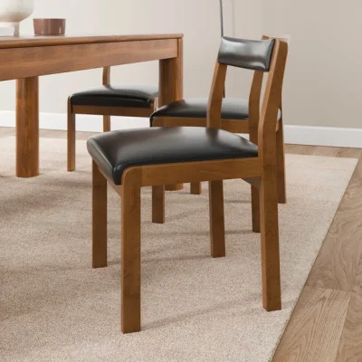 Dunelm Aylesford Dining Chair, Oak and Faux Leather