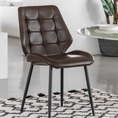 Dunelm Set of 2 Mesa Faux Leather Dining Chairs Brown