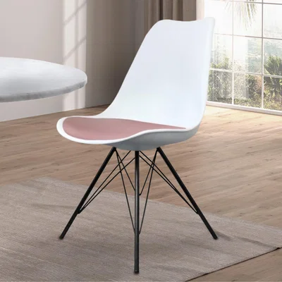Dunelm Fusion Living Soho White Plastic Dining Chair Blush