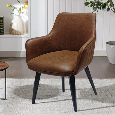 Dunelm Indus Valley Set of 2 Lex Dining Chairs Faux Leather Tan