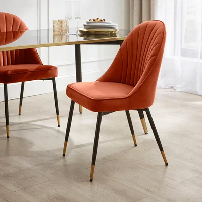 Dunelm Sylvia Dining Chair, Velvet Velvet Burnt Orange