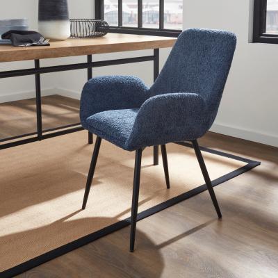 Dunelm Axel Boucle Chenille Dining Chair Folkstone Blue