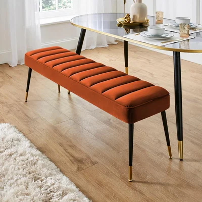 Dunelm Sylvia Dining Bench, Velvet Burnt Orange