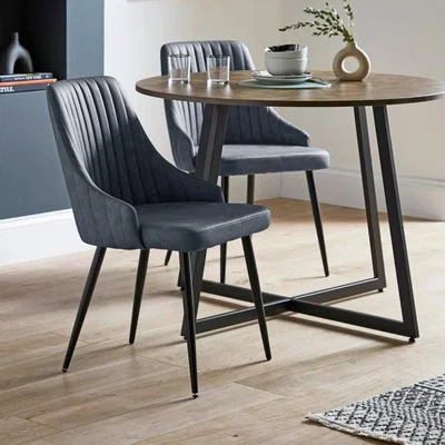 Dunelm Shea Set of 2 Dining Chairs, Faux Leather