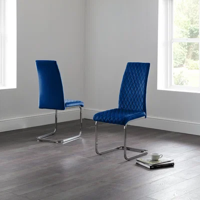 Dunelm Calabria Set of 4 Dining Chairs Velvet Blue