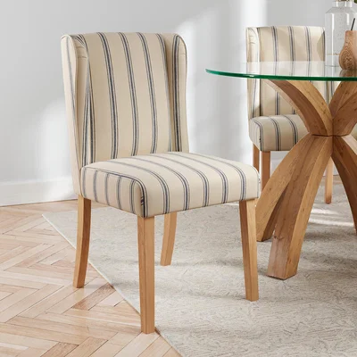 Dunelm Oswald Set of 2 Dining Chairs, Folkstone Blue Stripe Folkstone Blue