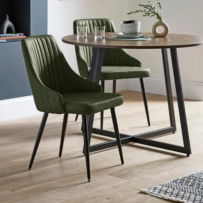 Dunelm Shea Set of 2 Dining Chairs, Faux Leather