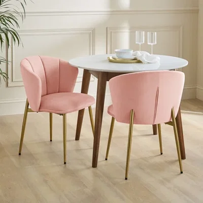 Dunelm Kiley Dining Chair with Gold Legs, Velvet