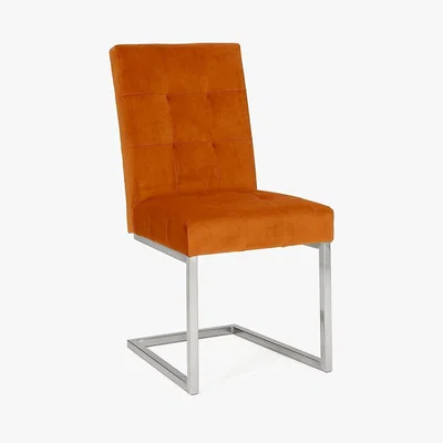 Dunelm Tivoli Set of 2 Dining Chairs Orange Velvet Orange