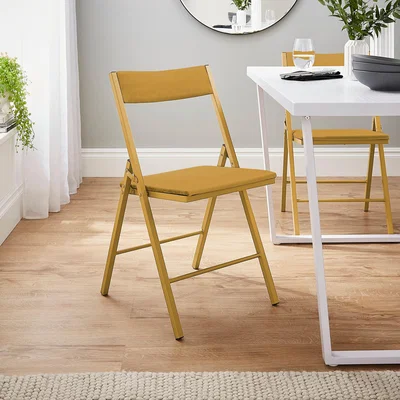 Dunelm Emily Folding Dining Chair, Velvet Velvet Old Gold