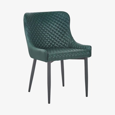 Dunelm Montreal Set of 2 Dining Chairs Emerald Green PU Leather Emerald Green