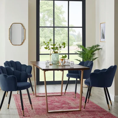 Dunelm Vivian Velvet Chair Midnight (Blue)