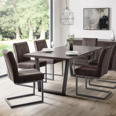 Dunelm Brooklyn Set Of 2 Dining Chairs, Suede Grey