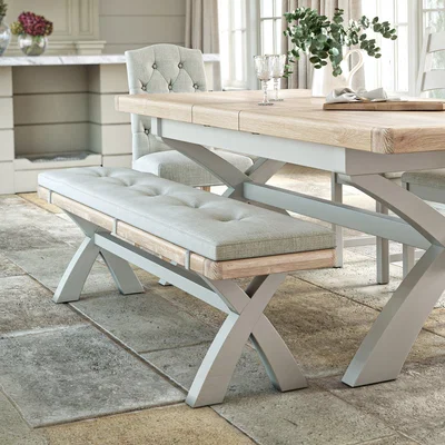Dunelm Salcombe Cross Leg Dining Bench, Oak Stone