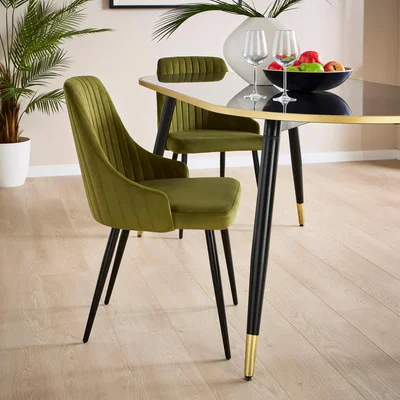 Dunelm Shea Set of 2 Dining Chairs, Velvet