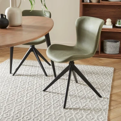 Dunelm Lennie Set of 2 Dining Chairs, Faux Leather