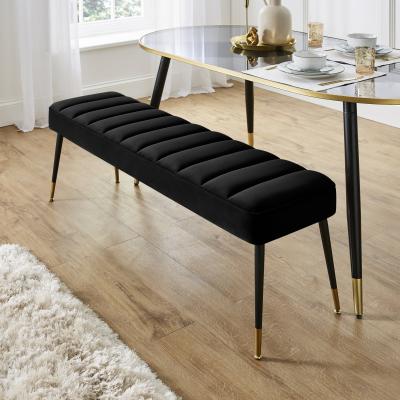 Dunelm Sylvia Dining Bench, Velvet Black
