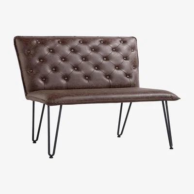 Dunelm Sebastian Studded Back 90cm Bench Brown