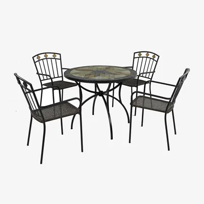 Dunelm Memphis 91cm Patio Table Set with 4 Mayfield Chairs