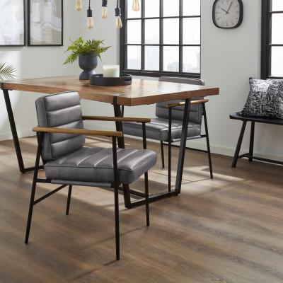 Dunelm Bude Faux Leather Carver Dining Chair Grey