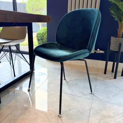 Dunelm Fusion Living Luxurious Velvet Dining Chair with Black Metal Legs