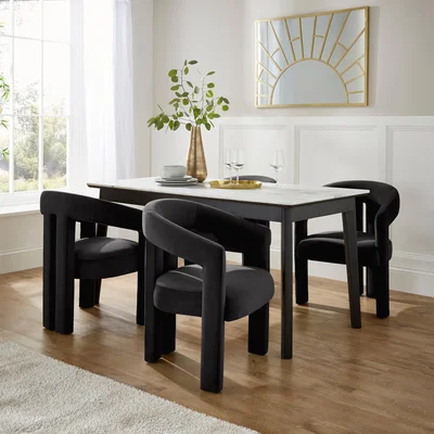 Dunelm Lucilla Dining Chair, Velvet Black