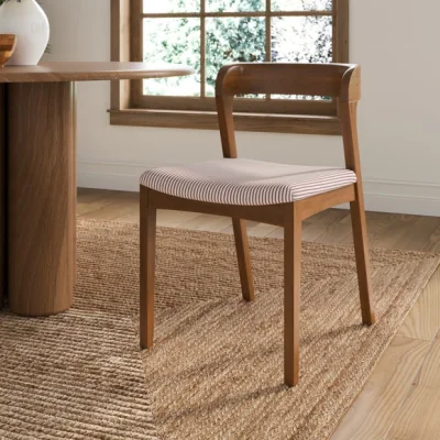Dunelm Melia Set of 2 Dining Chairs, Tiny Stripe Fabric