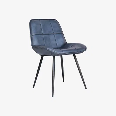 Dunelm Finn Set of 2 Leather Dining Chairs Blue