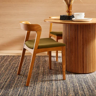 Dunelm Melia Set of 2 Dining Chairs, Olive Velvet
