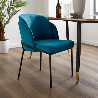 Dunelm Bobbi Dining Chair, Velvet Velvet Peacock