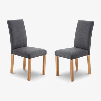 Dunelm Hastings Set Of 2 Dining Chairs, Fabric Grey