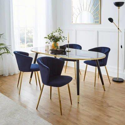 Dunelm Kendall Dining Chair, Velvet Kendall Blue