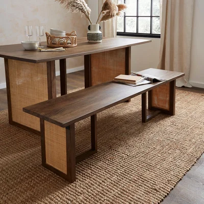 Dunelm Mila Dining Bench, Mango Wood Dark Stained Wood