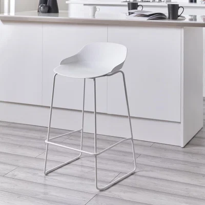 Dunelm Rocco Set Of 2 Bar Stools, Metal White
