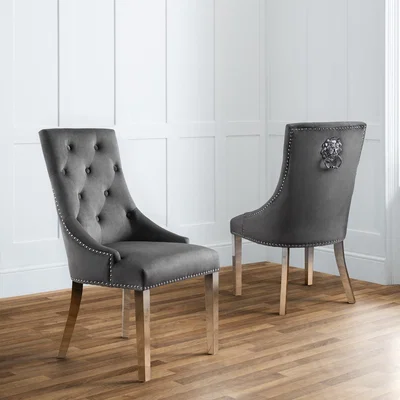 Dunelm Gladstone Set Of 2 Lion Head Dining Chairs Grey