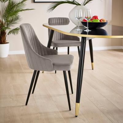 Dunelm Shea Set of 2 Dining Chairs, Velvet Grey